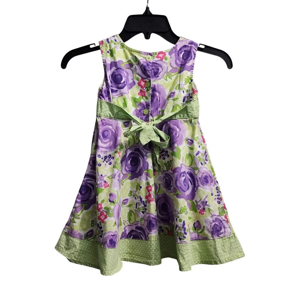 Blueberi Boulevard Floral Dress Purple Green Flower Girl Party Size 4‎